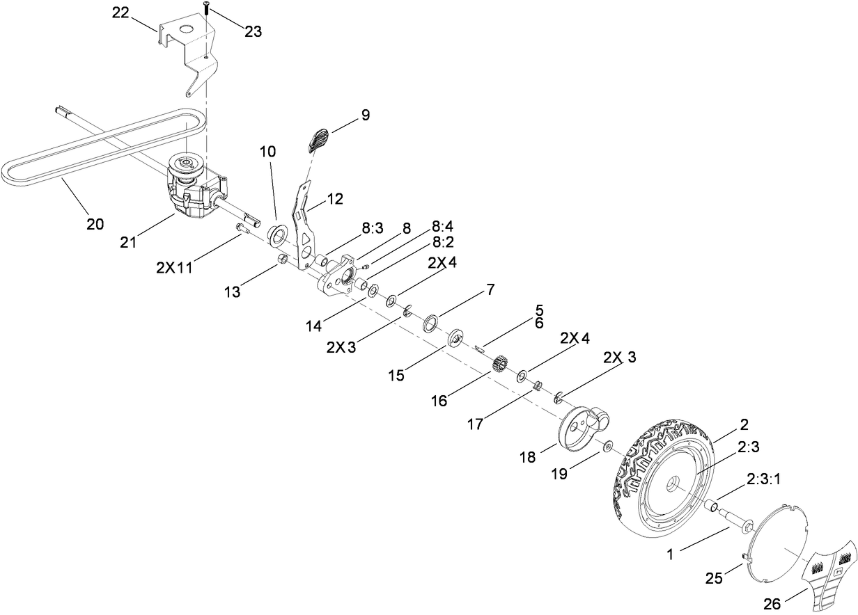 Transmission and Rear Wheel Assembly