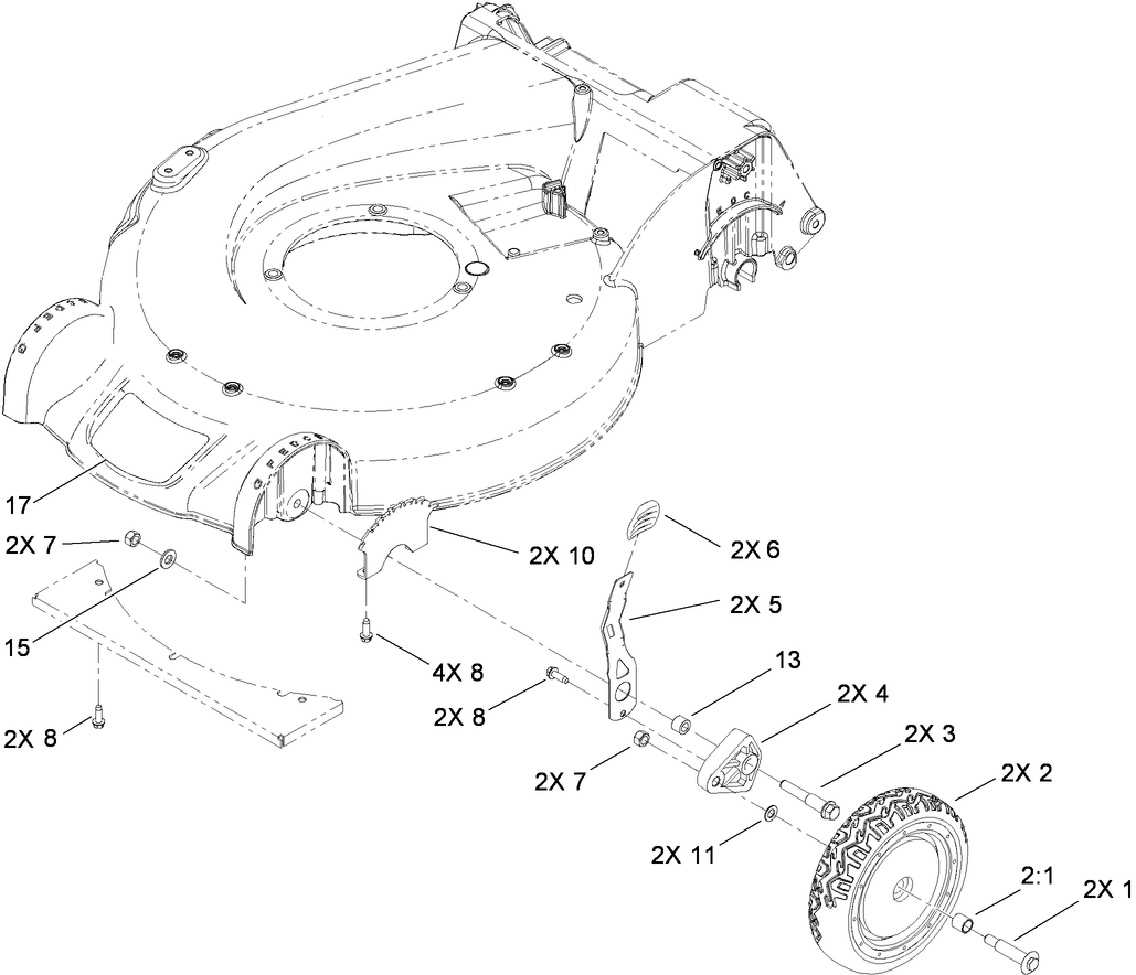 Front Wheel and Height-of-Cut Assembly