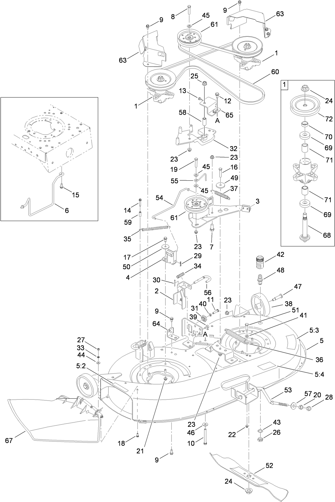 42 Inch Deck Spindle and Belt Drive Assembly