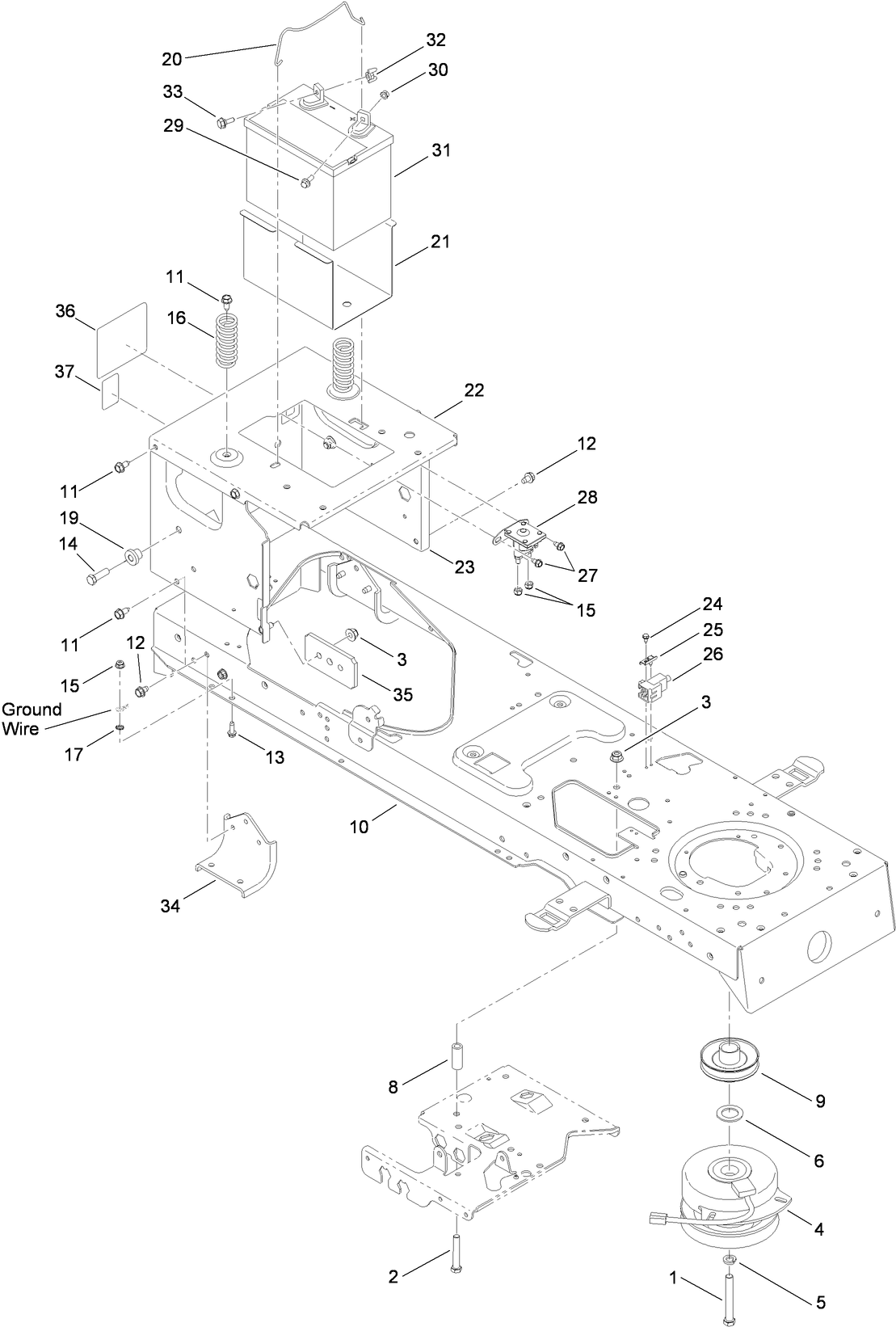 Frame, Battery and Electric PTO Assembly
