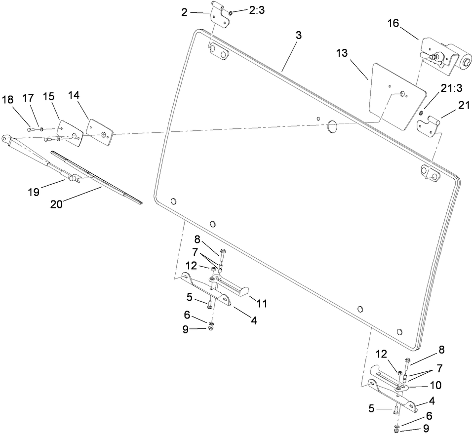 Windshield and Wiper Assembly