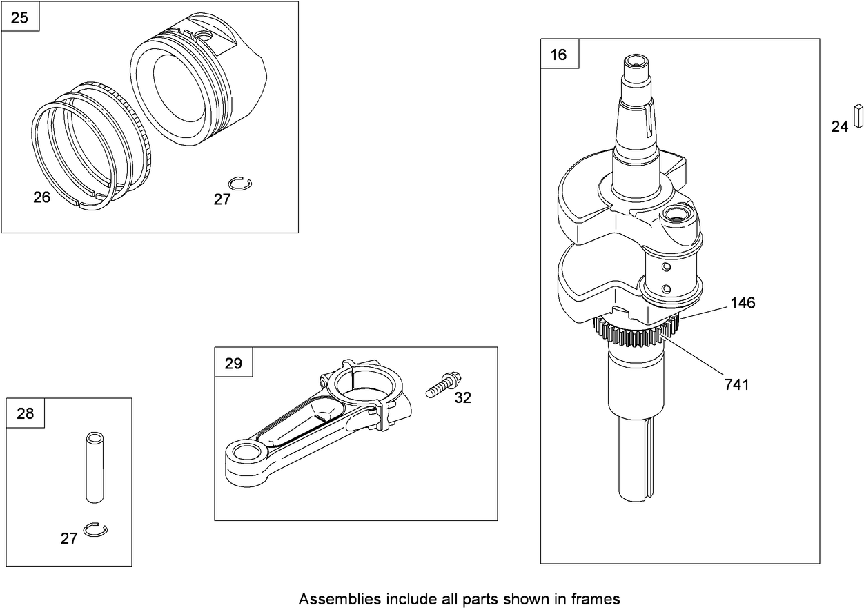 Crankshaft, Piston, Ring and Connecting Rod Assembly  Briggs and Stratton 407777-0550-B1