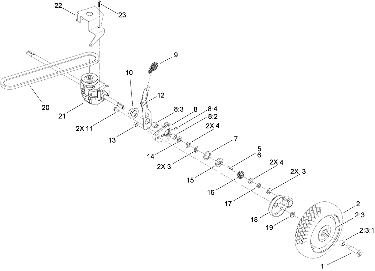 Transmission and Rear Wheel Assembly