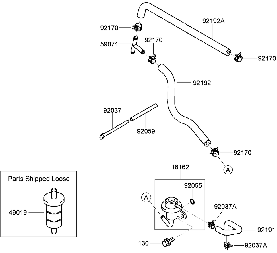 Fuel Tank and Valve Assembly  Kawasaki FD791D-AS07