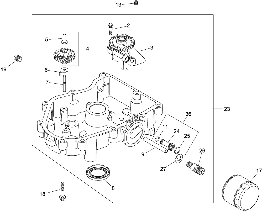 Oil Pan and Lubrication Assembly  Kohler SV720-0040