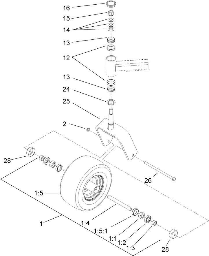 Fork and Caster Wheel Assembly