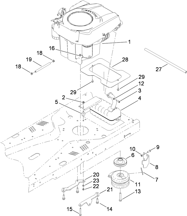 Engine, Muffler and Clutch Assembly