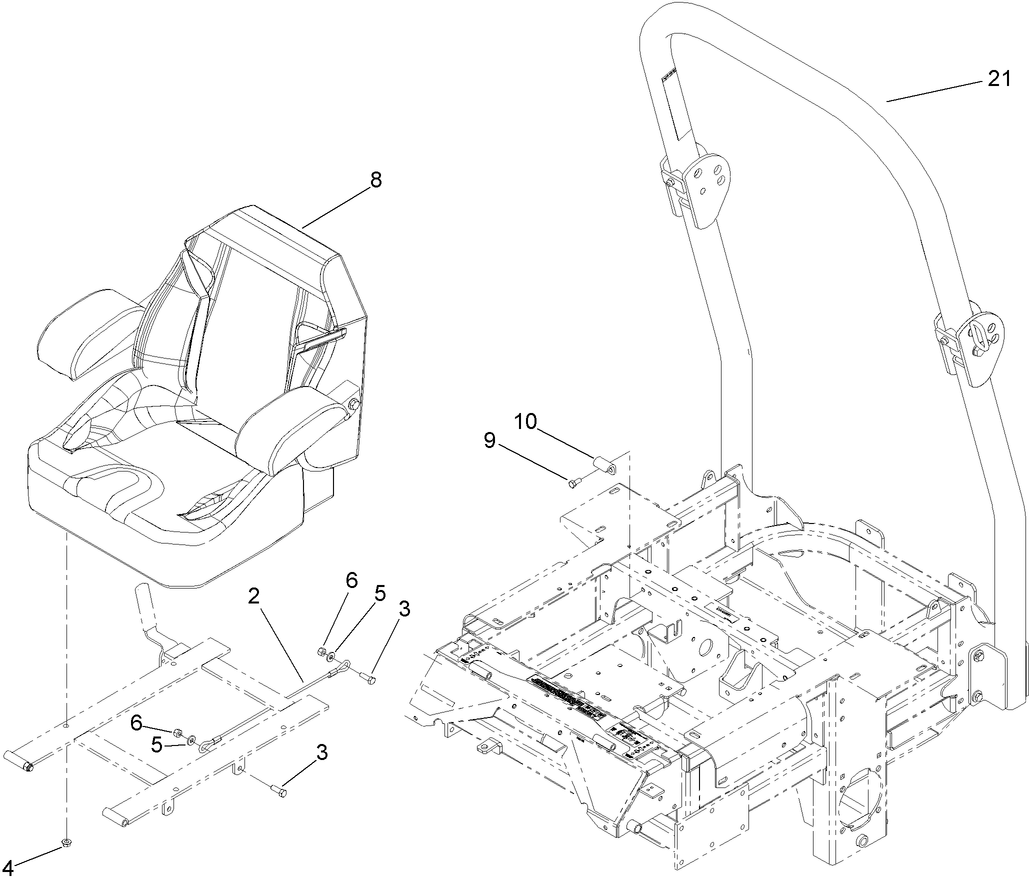 Seat and Roll-Over Protection System Assembly