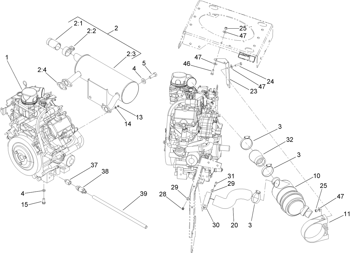 Engine, Muffler and Air Cleaner Assembly