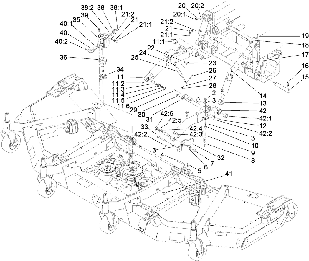 Front Deck, Lift Arm and Cylinder Assembly