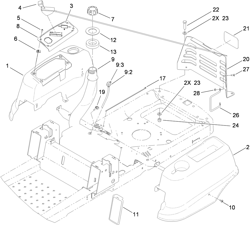 Styling and Fuel System Assembly