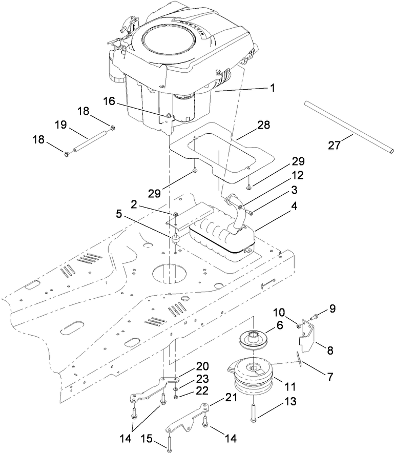Engine, Muffler and Clutch Assembly