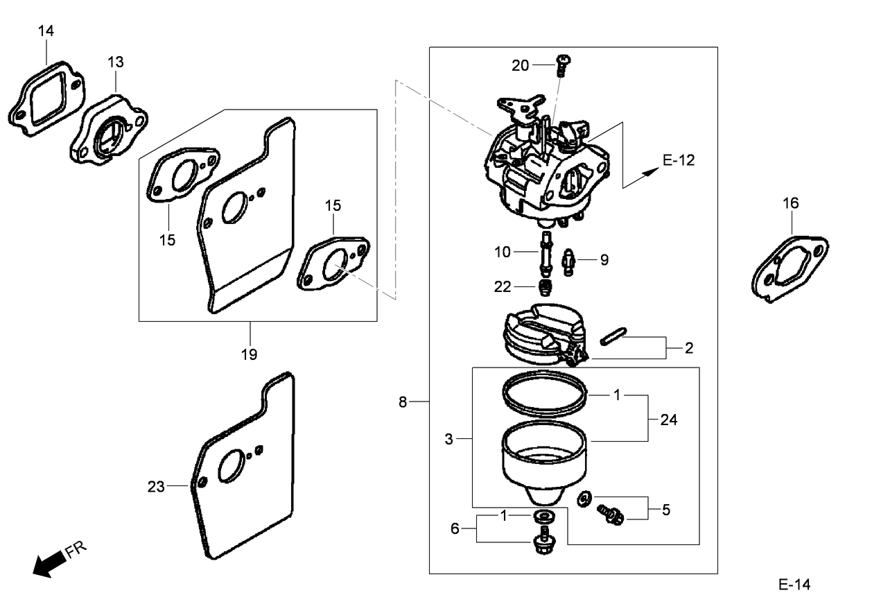 Carburetor Assembly  Honda GCV160L AS3A