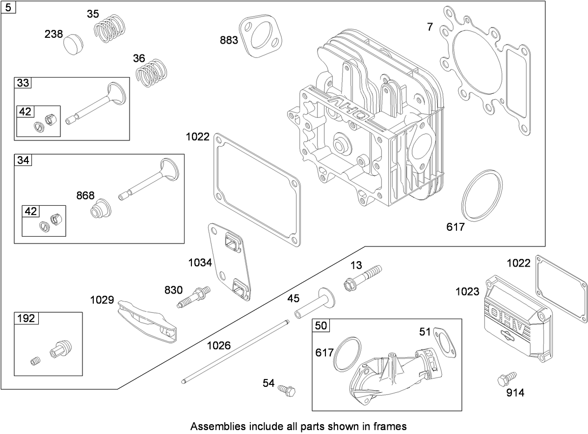 Cylinder Head Assembly  Briggs and Stratton Model 31A607-0117-E1