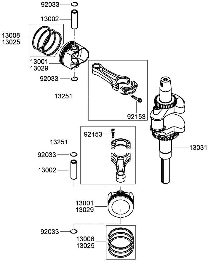 Piston and Crankshaft Assembly  Kawasaki FX921V-AS04