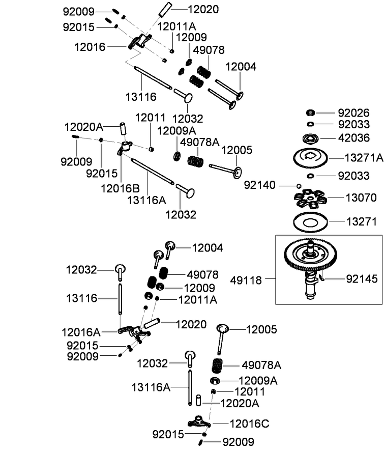 Valve and Camshaft Assembly  Kawasaki FX921V-AS04