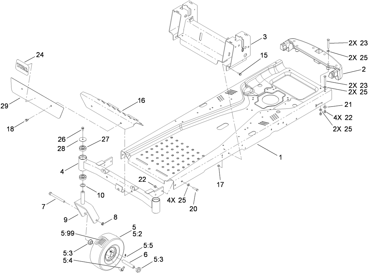 Frame and Castor Wheel Assembly