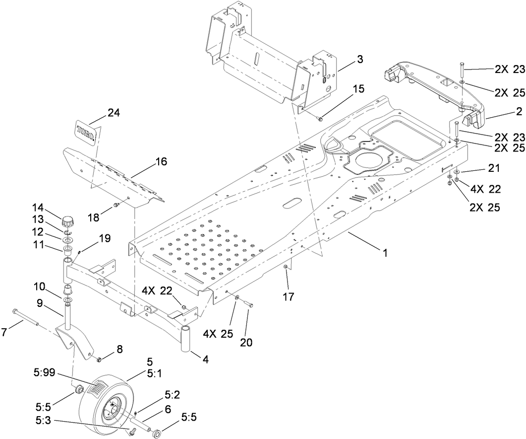 Frame and Castor Wheel Assembly