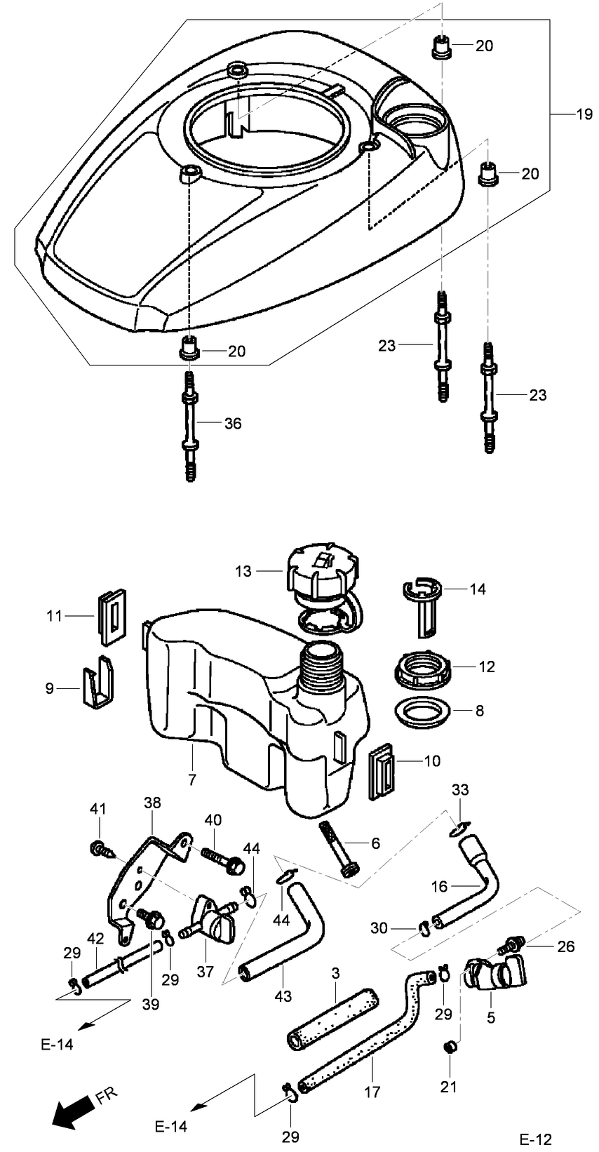 Fan Cover and Fuel Tank Assembly  Honda GCV160L AS3A