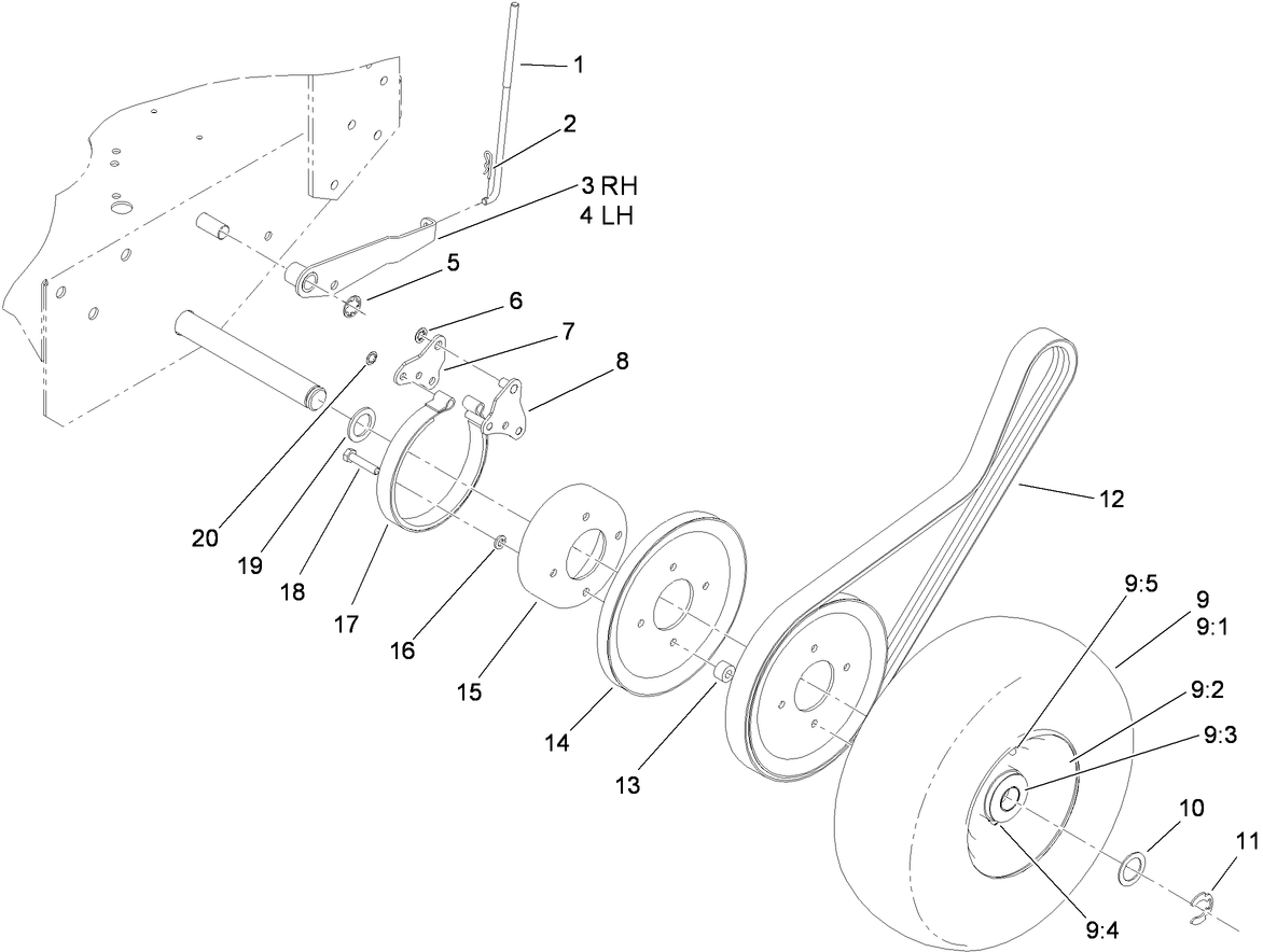 Brake, Wheel Pulley and Wheel Assembly