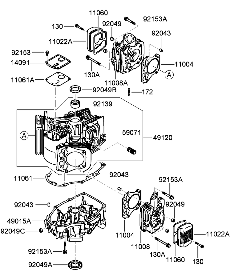 Cylinder and Crankcase Assembly Kawasaki FH430V-BS35