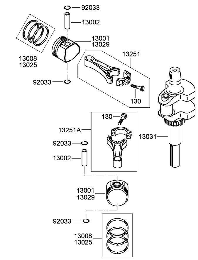 Piston and Crankshaft Assembly Kawasaki FH430V-BS35
