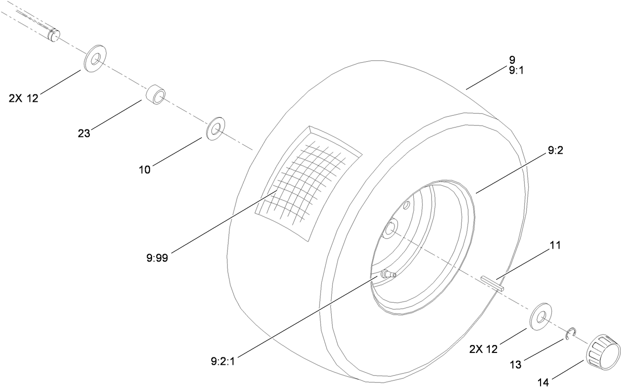 Rear Wheel and Tire Assembly