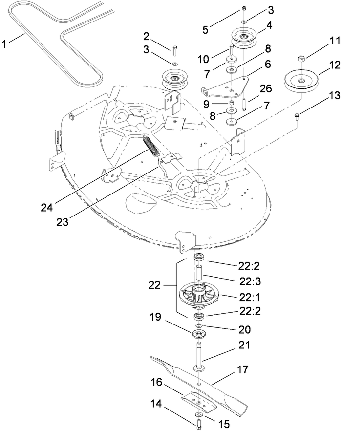 42 Inch Deck Spindle and Belt Drive Assembly
