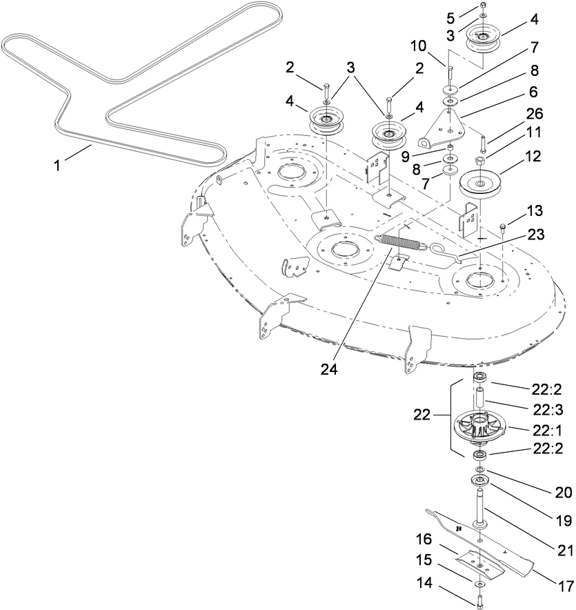 50 Inch Deck Spindle and Blade Assembly