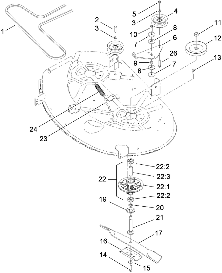 42 Inch Deck Spindle and Belt Drive Assembly