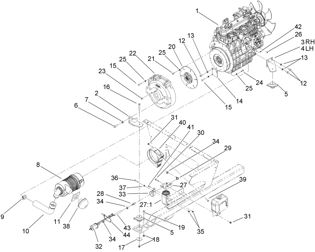 Engine and Air Cleaner Assembly