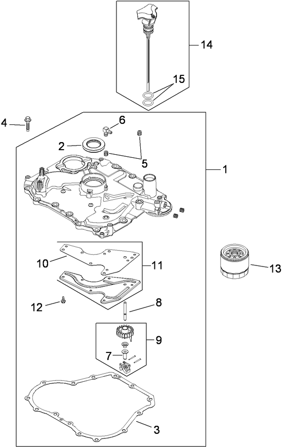 Oil Pan and Lubrication Assembly  Kohler SV610-0211
