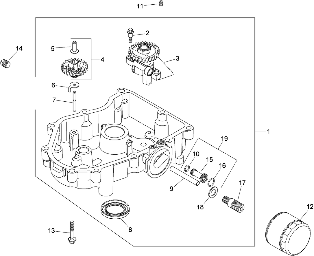 Oil Pan and Lubrication Assembly Kohler SV720-0039