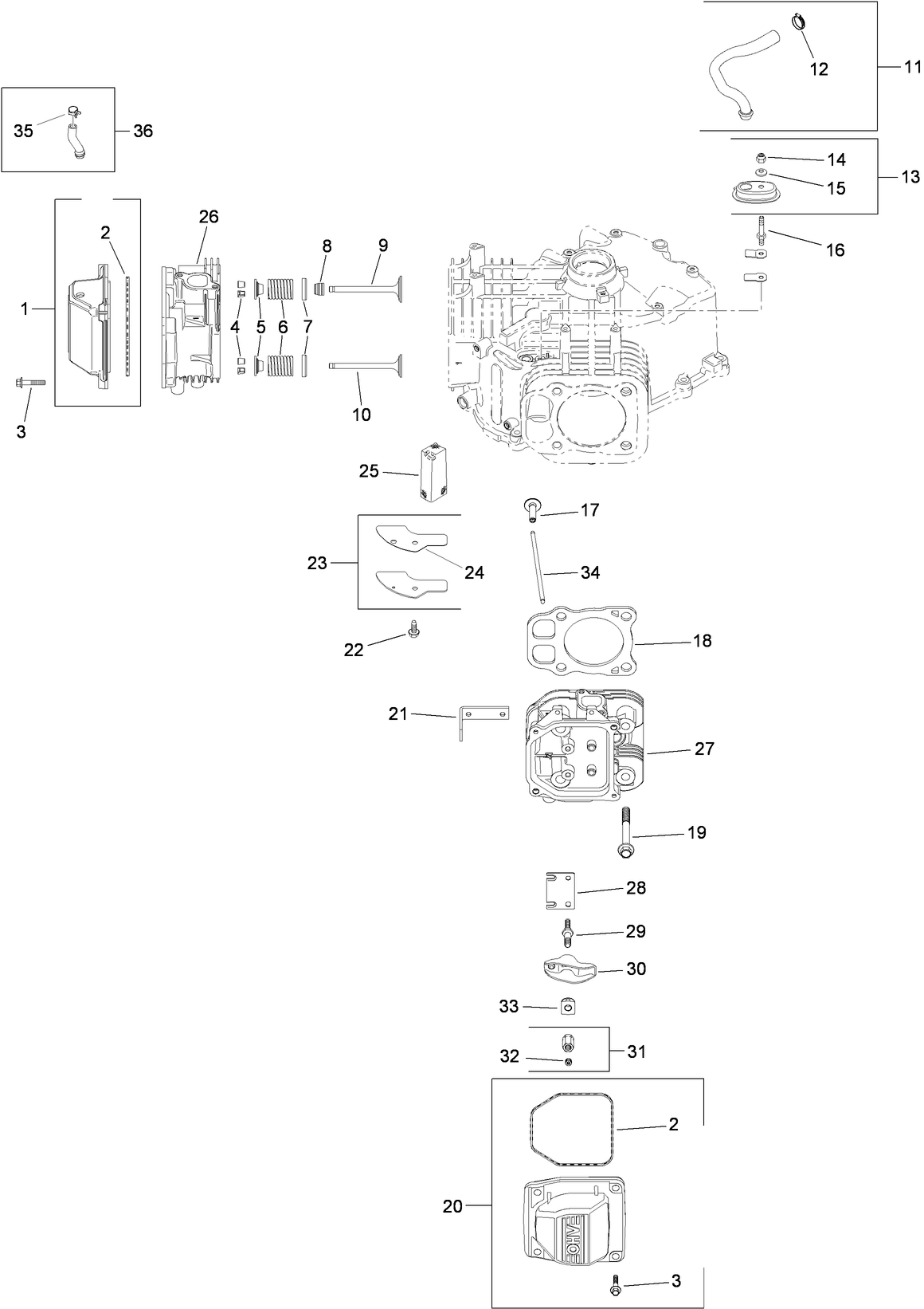 Head, Valve and Breather Assembly Kohler SV720-0039