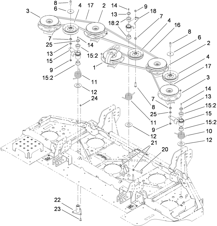 Center Deck  Belt and Pulley Assembly