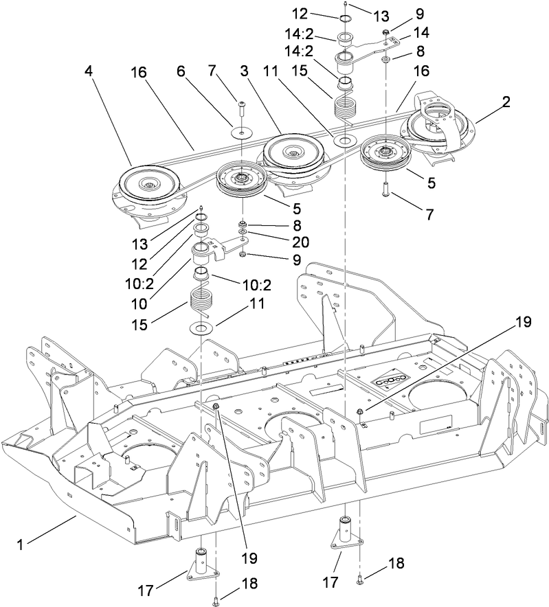 Left Deck  Belt and Pulley Assembly