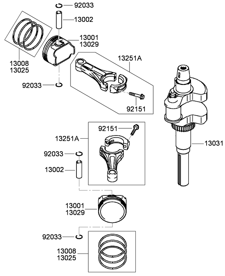 Piston and Crankshaft Assembly  Kawasaki FH680V-GS13