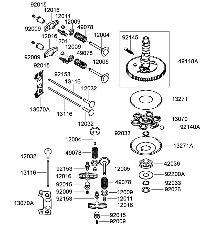 Valve and Camshaft Assembly  Kawasaki FH680V-GS13