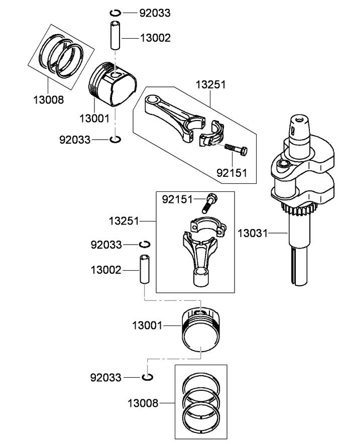 Piston and Crankshaft Assembly Kawasaki FH541V-GS30