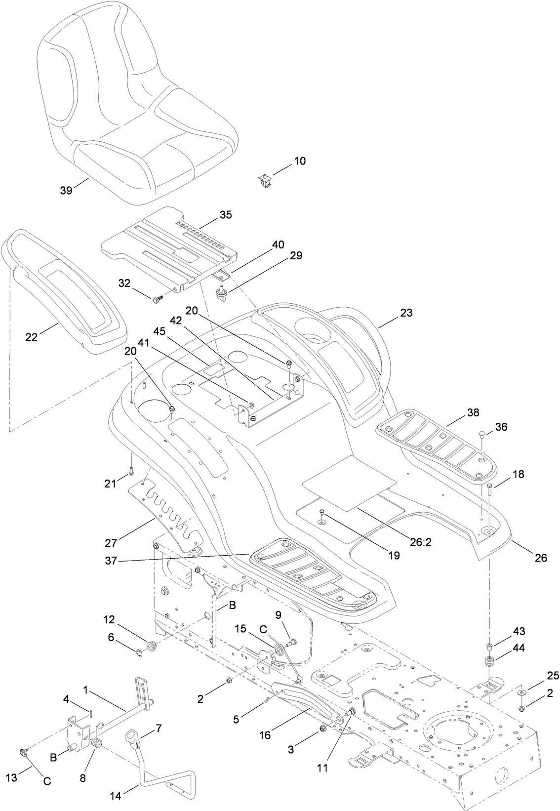 Seat, Fender and Deck Lift Assembly
