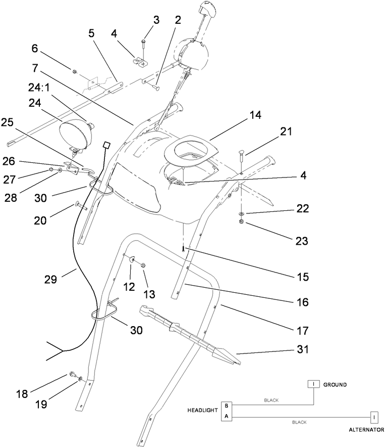 Lower Handle and Headlamp Assembly