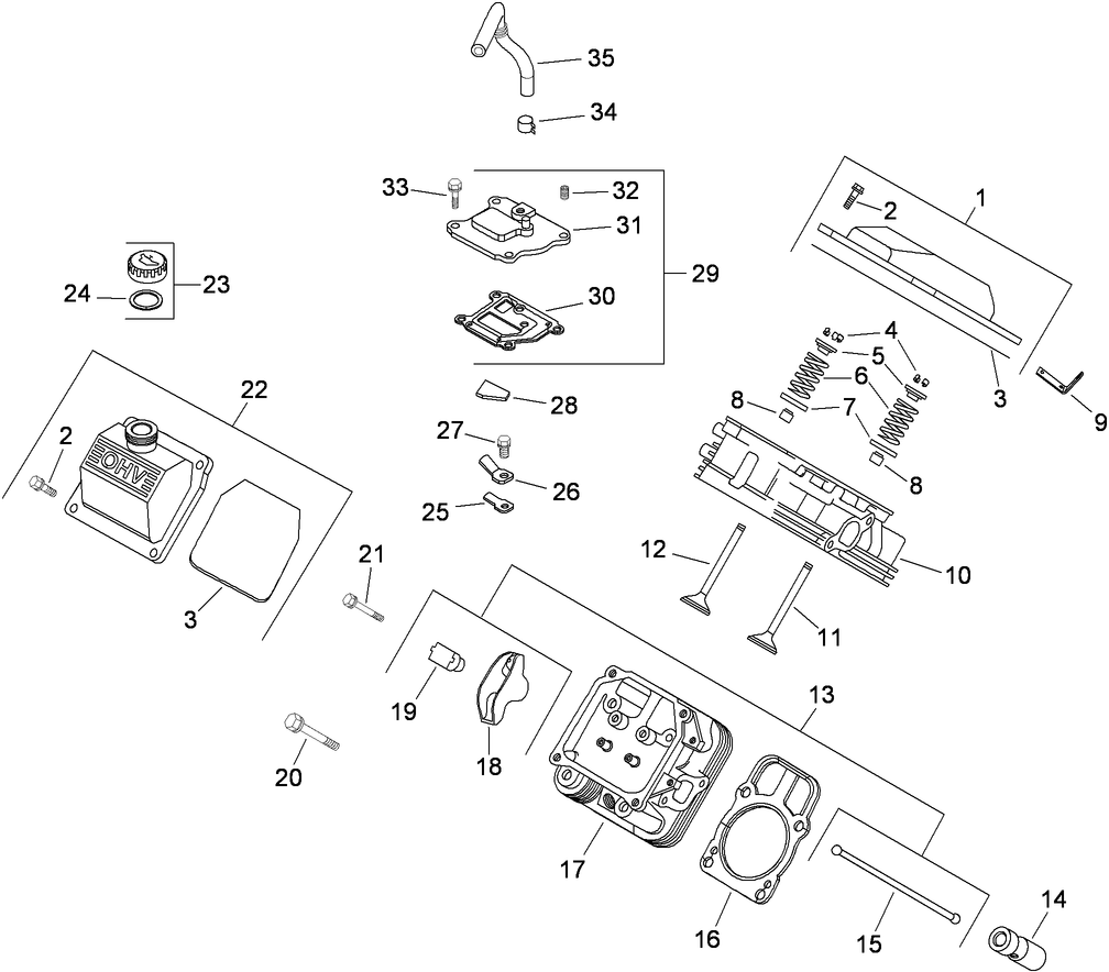 Head, Valve and Breather Assembly  Kohler CH680-3025A