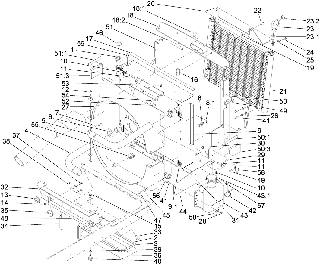 Radiator, Oil Cooler and Support Assembly
