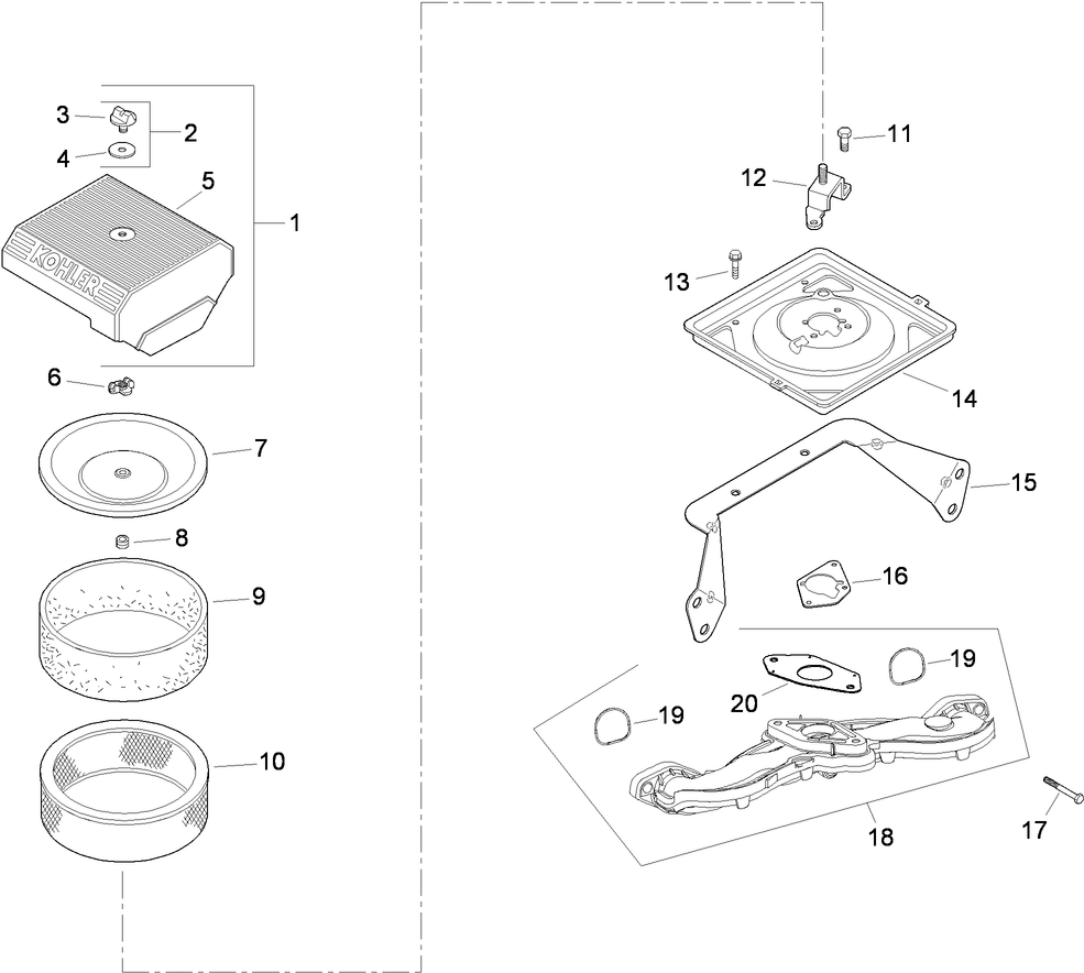 Air Intake and Filtration Assembly  Kohler CH680-3025A