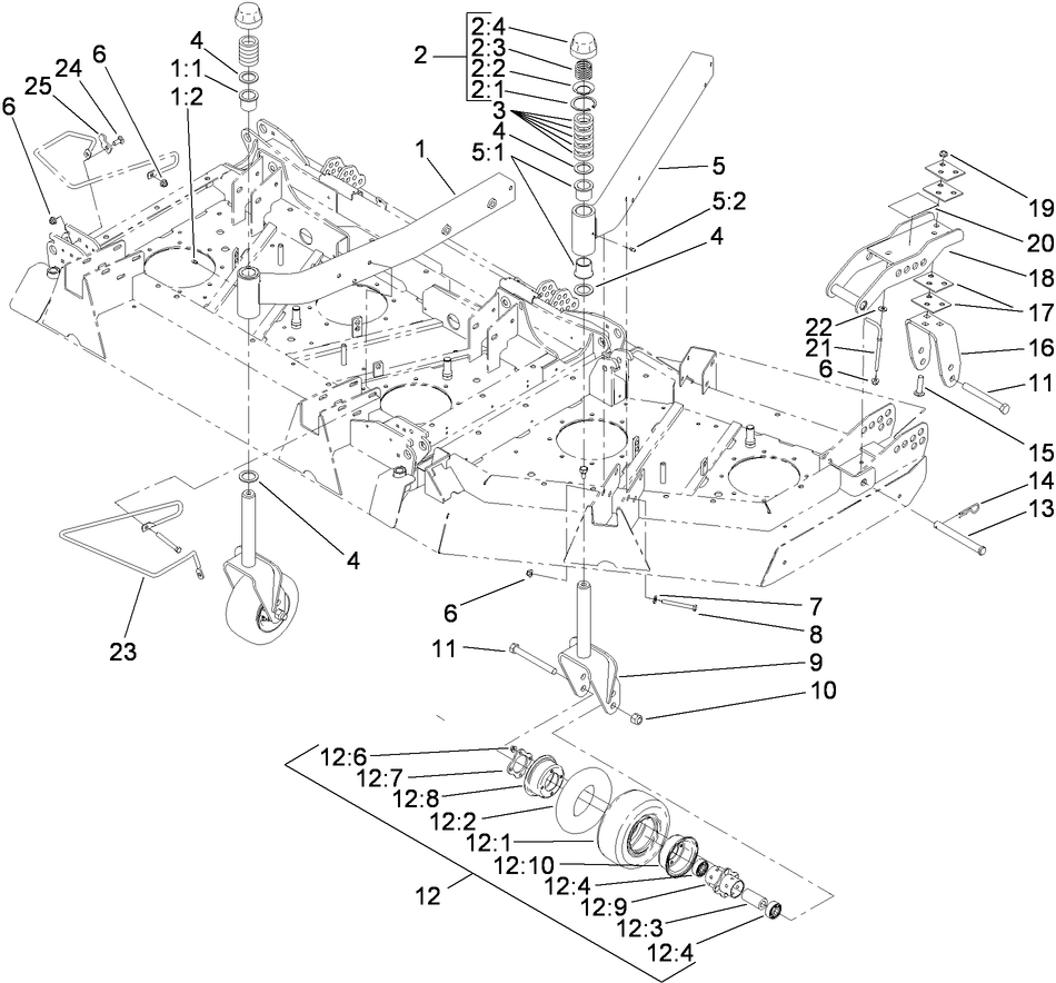 Center Caster Arm and Fork Assembly