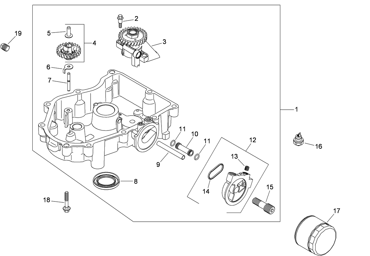 Oil Pan and Lubrication Assembly Kohler SV830-0016