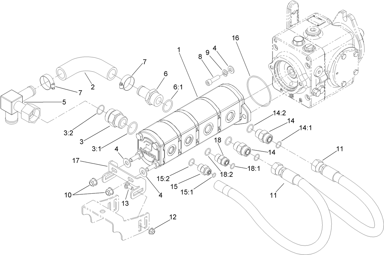 Gear Pump Hydraulic Plumbing Assembly