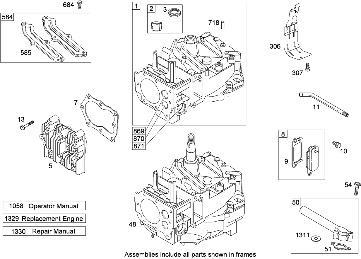 Cylinder and Cylinder Head Assembly Briggs and Stratton 124T02-0205-B1
