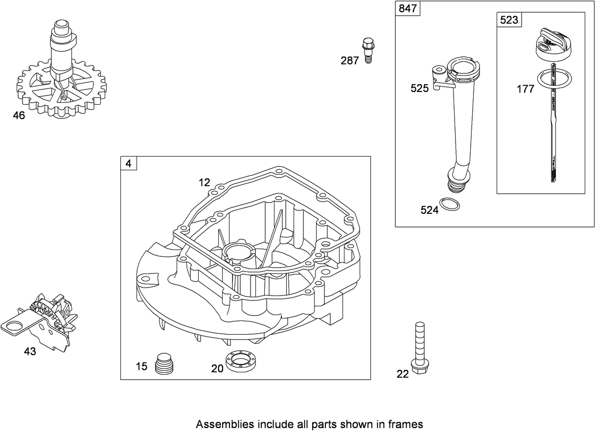 Crankcase Cover and Sump Assembly Briggs and Stratton 124T02-0205-B1
