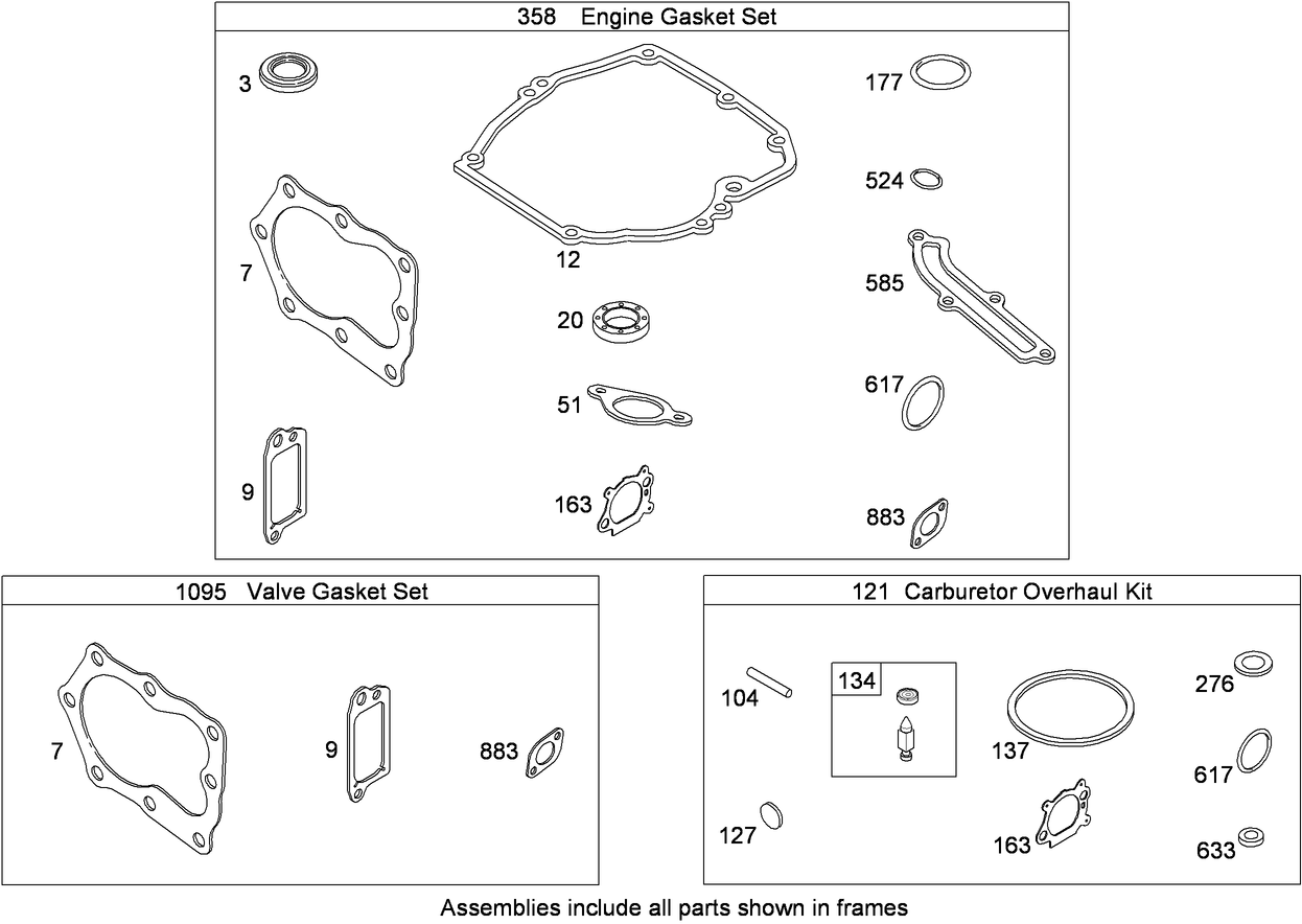 Engine and Valve Gaskets and Carburetor Overhaul Kit Briggs and Stratton 124T02-0205-B1